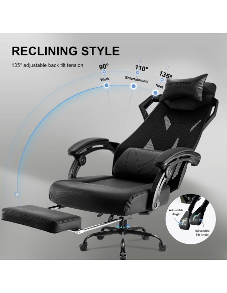 Silla de Juego GTRACING LUFT310-2024 Ergonómica Negra