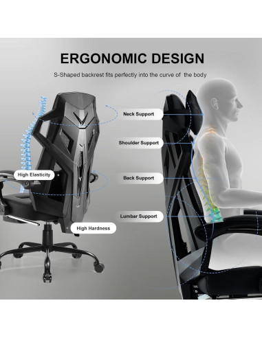 Silla de Juego GTRACING LUFT310-2024 Ergonómica Negra