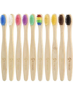 Cepillos de Dientes de Bambú ECOETBOO 10 Unidades Niños 2