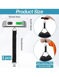 Báscula de Equipaje Digital Visen - 3 Unidades 50kg LCD 2