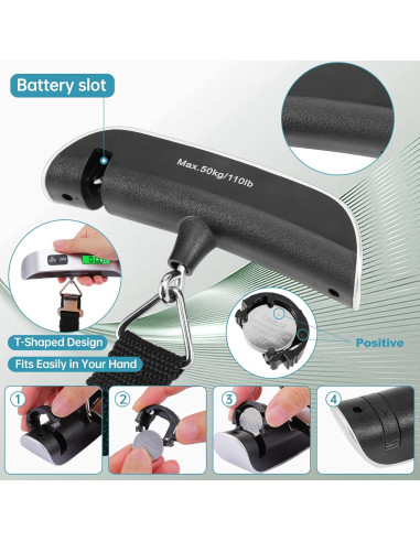 Báscula de Equipaje Digital Visen - 3 Unidades 50kg LCD