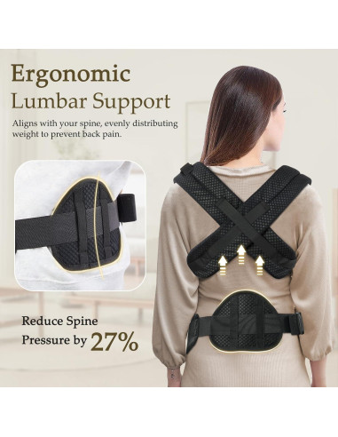 Portabebés Ergonómico Safotad Negro Ajustable 3.2-25 kg