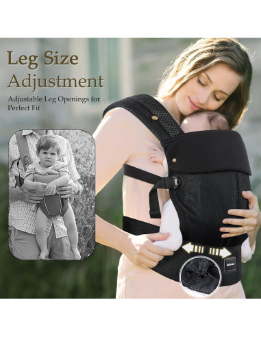Portabebés Ergonómico Safotad Negro Ajustable 3.2-25 kg