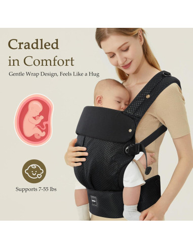 Portabebés Ergonómico Safotad Negro Ajustable 3.2-25 kg
