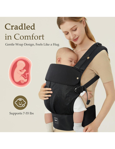 Portabebés Ergonómico Safotad Negro Ajustable 3.2-25 kg