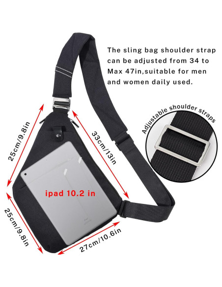 Bolsa de Hombro Cruzada Antirrobo VADOO Unisex 29.8x19.1cm