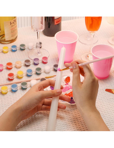 Kit de Pintura de Velas Resholder 64 Pcs - 16 Velas Blancas, 24 Pinceles, 96 Colores