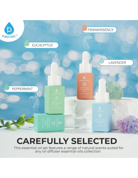 Aceites Esenciales Naturales Pursonic 10 ml - Eucalipto, Lavanda, Menta, Incienso