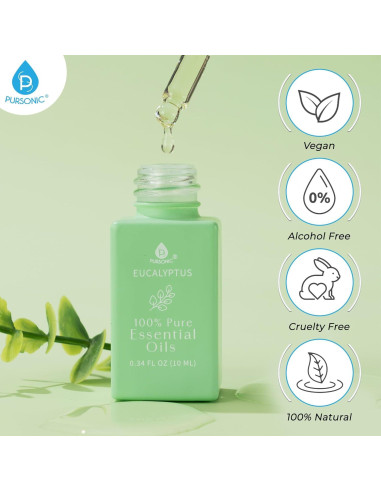 Aceites Esenciales Naturales Pursonic 10 ml - Eucalipto, Lavanda, Menta, Incienso