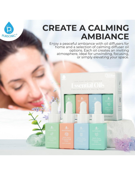 Aceites Esenciales Naturales Pursonic 10 ml - Eucalipto, Lavanda, Menta, Incienso