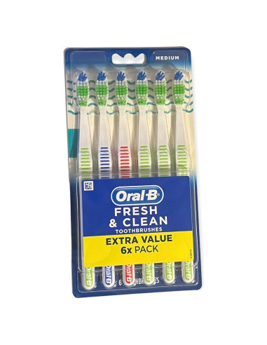 Cepillos de Dientes Oral-B Fresco y Limpio Medianos - 6 Unidades