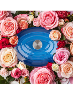 Olla de Hierro Fundido Enameled Alathote 5.5 QT Azul Ovalada 2