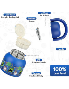 Tarro de Comida Aislado PIQUEBAR 0.5kg Dinosaurios Azules 2