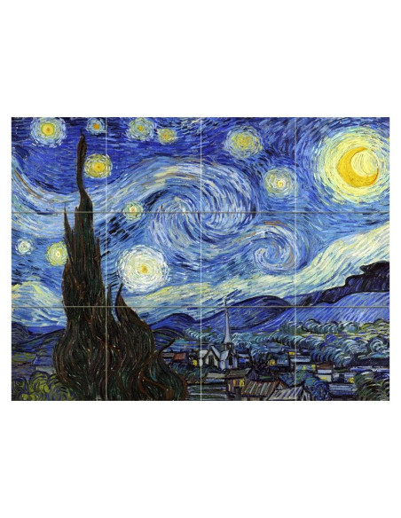 Mural de Azulejos Cerámicos FlekmanArt Noche Estrellada 60x45 cm