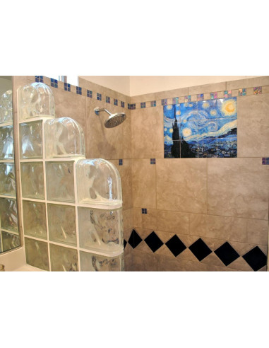 Mural de Azulejos Cerámicos FlekmanArt Noche Estrellada 60x45 cm