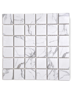 Azulejo Porcelana Mate Tenedos Satori Blanco Gris 4.76 cm - Caja 5 Hojas
