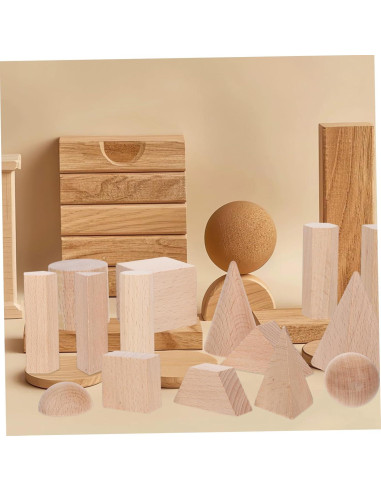 Bloques de Madera Natural YARNOW 15pcs para Aprendizaje 3D