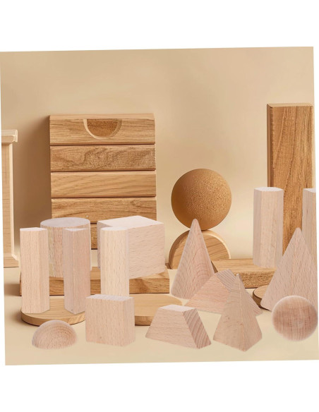 Bloques de Madera Natural YARNOW 15pcs para Aprendizaje 3D