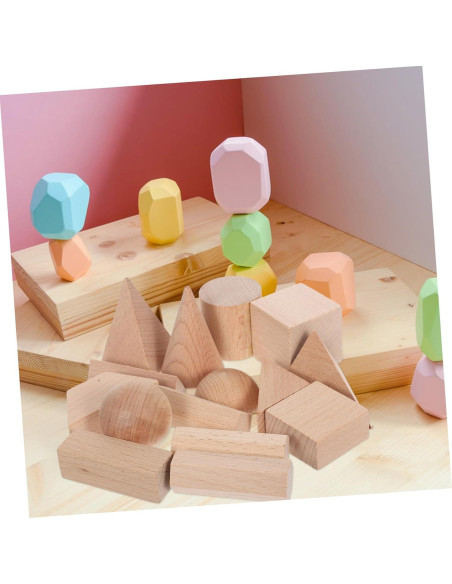 Bloques de Madera Natural YARNOW 15pcs para Aprendizaje 3D