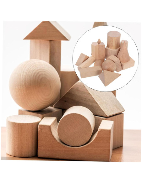 Bloques de Madera Natural YARNOW 15pcs para Aprendizaje 3D