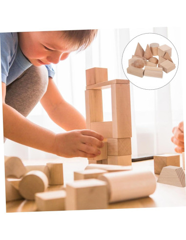 Bloques de Madera Natural YARNOW 15pcs para Aprendizaje 3D