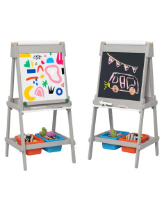 Caballete para Niños Qaba 3 en 1 con Pizarra y Papel Gris