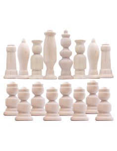 Juego de Ajedrez de Madera sin Pintar AEVVV - 32 Piezas DIY