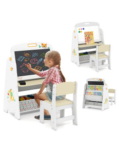 Conjunto de Mesa y Silla para Niños Costzon con Caballete 2 en 1