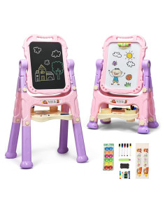 Caballete de Arte Costzon Rosa Ajustable para Niños 360