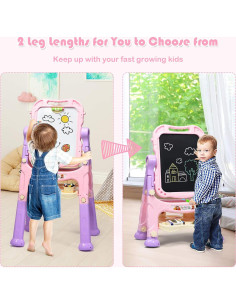 Caballete de Arte Costzon Rosa Ajustable para Niños 360 2