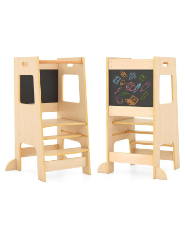 Torre de Aprendizaje para Niños Costzon, Altura Ajustable, Pizarra