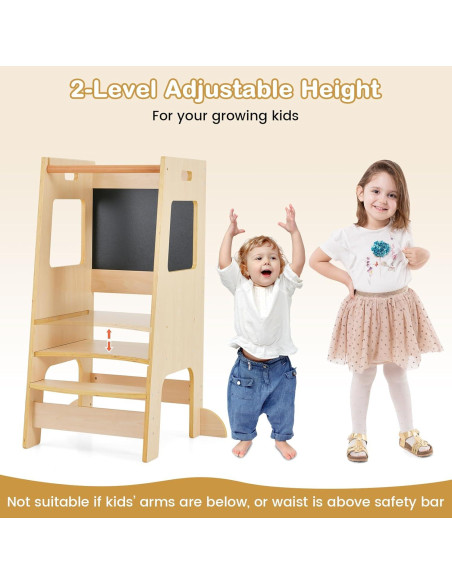 Torre de Aprendizaje para Niños Costzon, Altura Ajustable, Pizarra