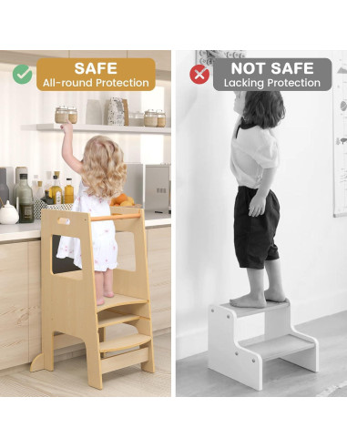 Torre de Aprendizaje para Niños Costzon, Altura Ajustable, Pizarra