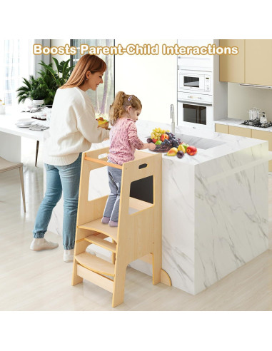 Torre de Aprendizaje para Niños Costzon, Altura Ajustable, Pizarra