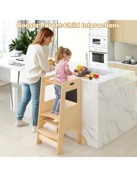 Torre de Aprendizaje para Niños Costzon, Altura Ajustable, Pizarra