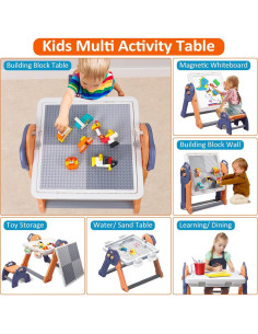 Conjunto de Mesa y Sillas Plegable GarveeHome para Niños 8 en 1 2