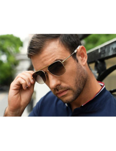 Gafas de sol militares vintage C5 dorado 54mm lentes marrón 2