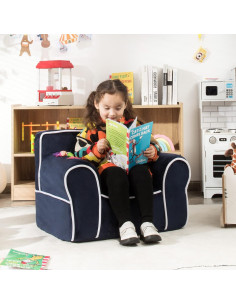 Sofá para Niños Costzon Charles Terciopelo Azul Marino 68.6x45.7cm 2