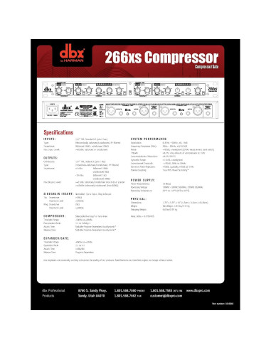 Compresor de Audio dbx 266xs Profesional 1U Plata