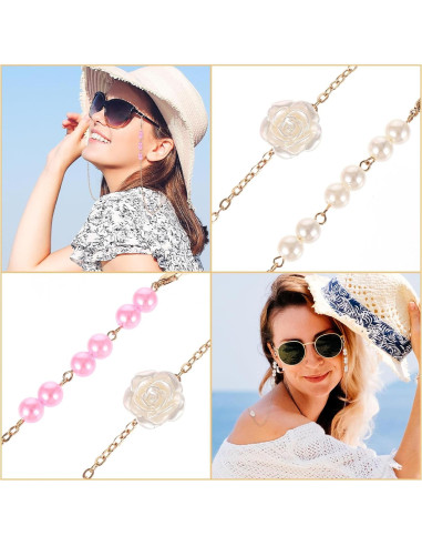 Cadena de Gafas de Perlas Soporte Ajustable para Mujeres