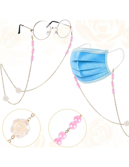 Cadena de Gafas de Perlas Soporte Ajustable para Mujeres
