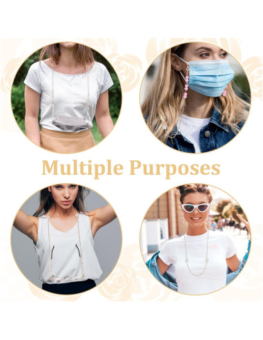 Cadena de Gafas de Perlas Soporte Ajustable para Mujeres