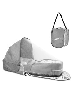 Cuna portátil de viaje SZRUNZHU gris con mosquitera y bolsa