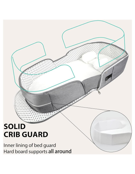 Cuna portátil de viaje SZRUNZHU gris con mosquitera y bolsa