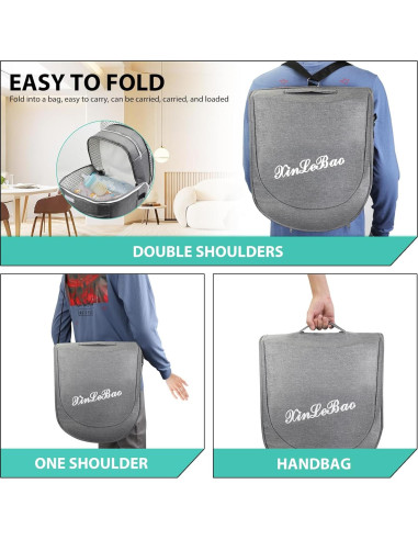 Cuna portátil de viaje SZRUNZHU gris con mosquitera y bolsa