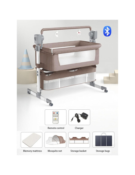 Cuna Lateral Inteligente Nueve Punto Nueve Caqui 106x80 cm