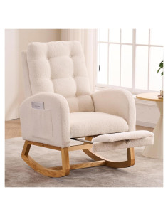 Silla Mecedora NIOIIKIT Reclinable con Reposapiés Beige