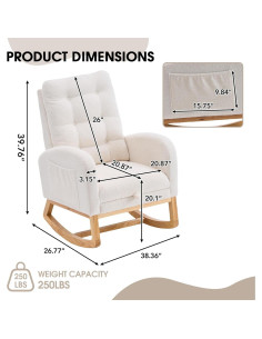 Silla Mecedora NIOIIKIT Reclinable con Reposapiés Beige 2