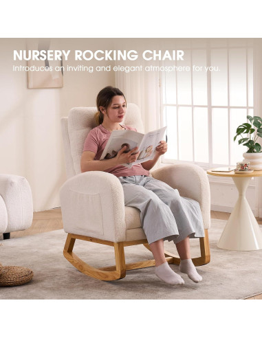Silla Mecedora NIOIIKIT Reclinable con Reposapiés Beige