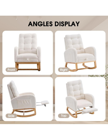 Silla Mecedora NIOIIKIT Reclinable con Reposapiés Beige